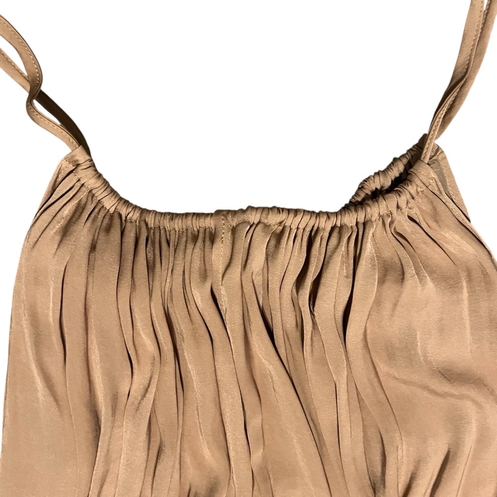 Free People Cinched Tan Button Tie Strap Camisole Size XS - Picture 2 of 5